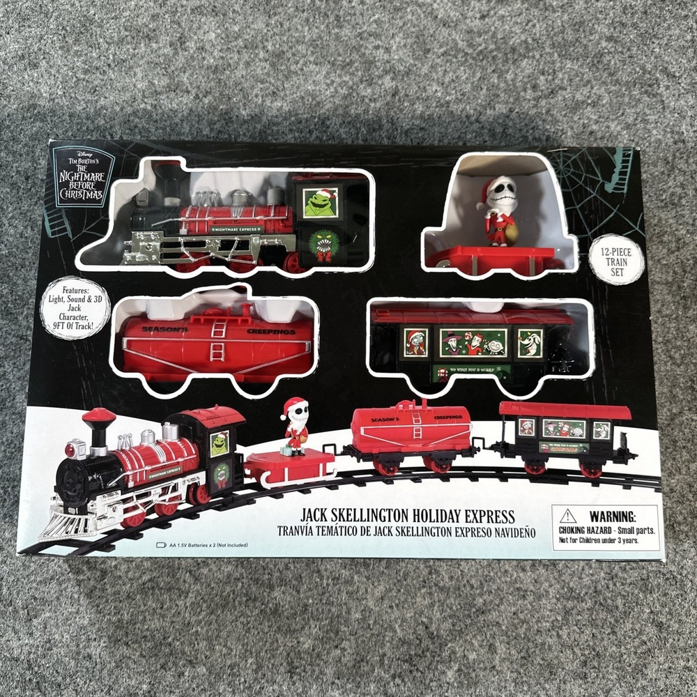 Disney Nightmare Before Christmas Jack Skellington Holiday 12 Pc Train Set NEW